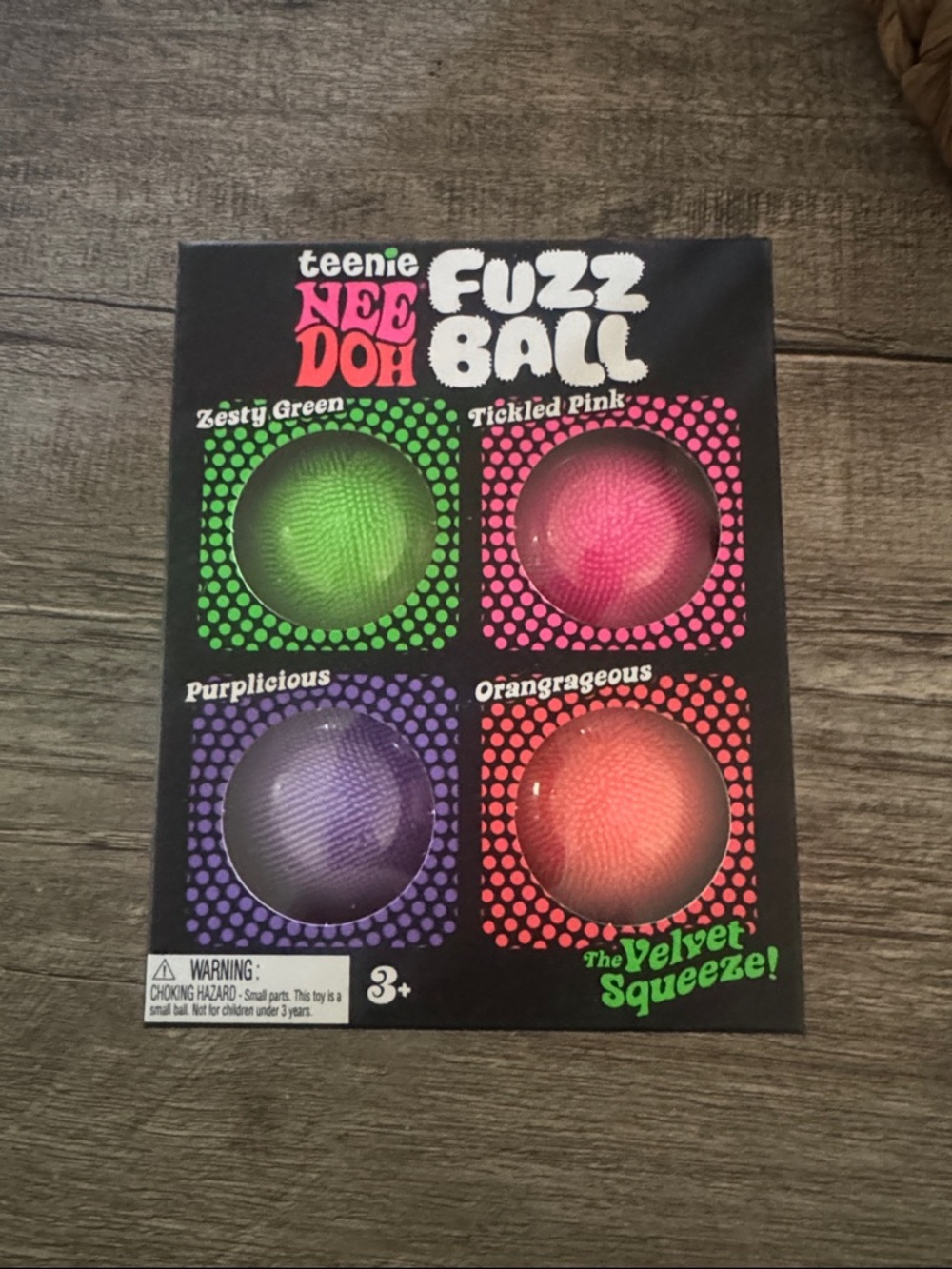 Nee Doh Fuzz Ball Velvet Squeeze Set - Green, Pink, Purple, Orange